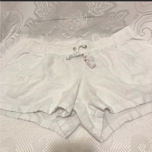 Lilly Pulitzer set white linen shorts size L and blue tank top Size XL